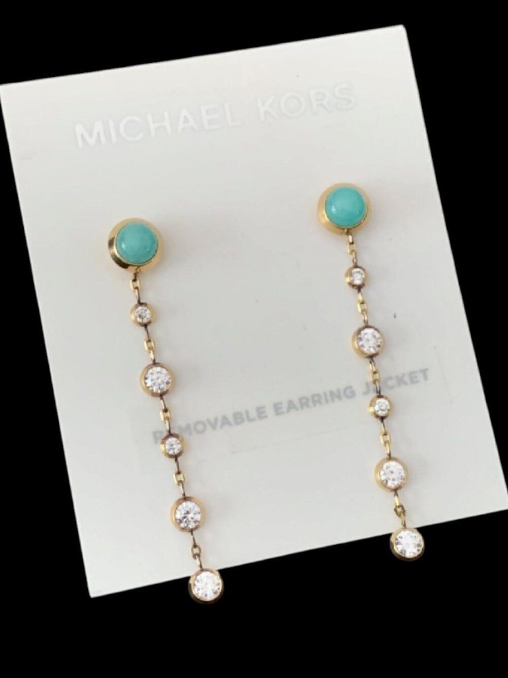 Michael Kors Easy Opulance Crystal Drop Earrings Removable Jacket Natural Stone